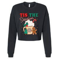 Tis The Season Christmas Tree Cake Gingerbread Santa Claus Cookies Cropped Pullover Crew