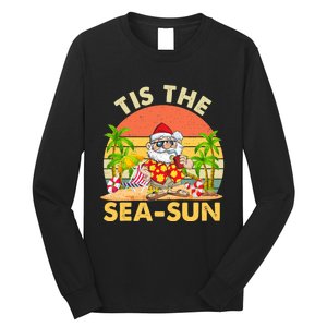 Tis The Sea Sun Santa Beach Summer Christmas In July Summer Long Sleeve Shirt