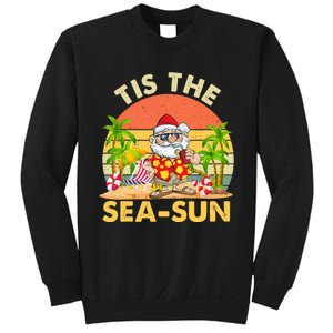 Tis The Sea Sun Santa Beach Summer Christmas In July Summer Sweatshirt