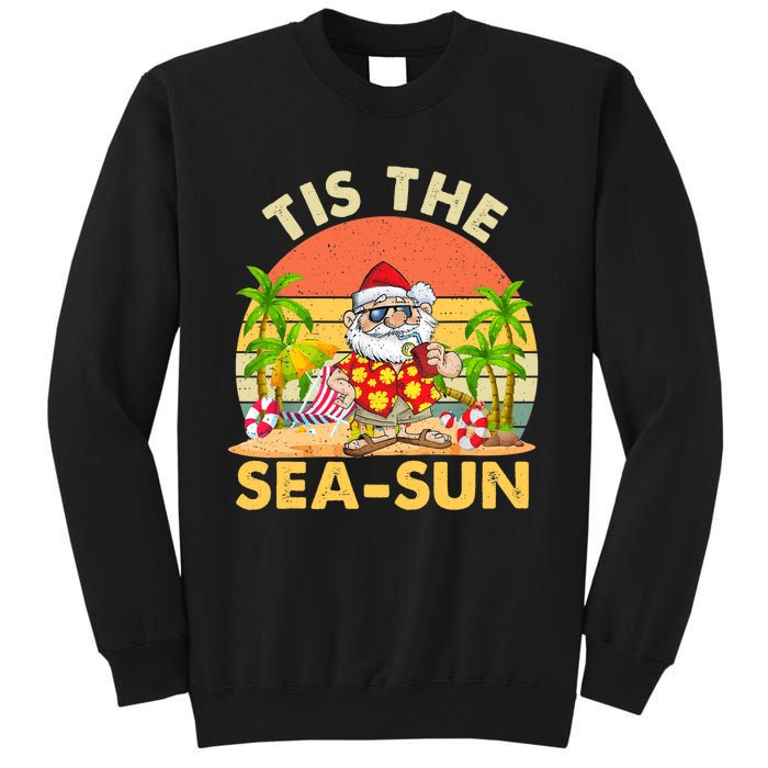 Tis The Sea Sun Santa Beach Summer Christmas In July Summer Sweatshirt