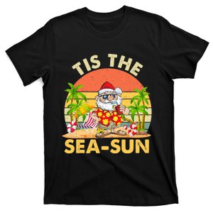 Tis The Sea Sun Santa Beach Summer Christmas In July Summer T-Shirt