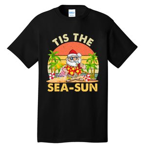 Tis The Sea Sun Santa Beach Summer Christmas In July Summer Tall T-Shirt