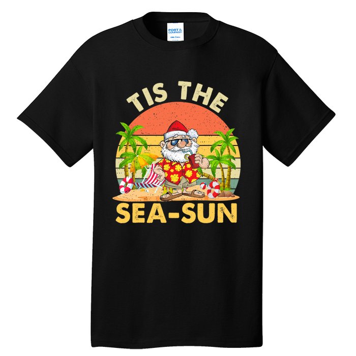 Tis The Sea Sun Santa Beach Summer Christmas In July Summer Tall T-Shirt