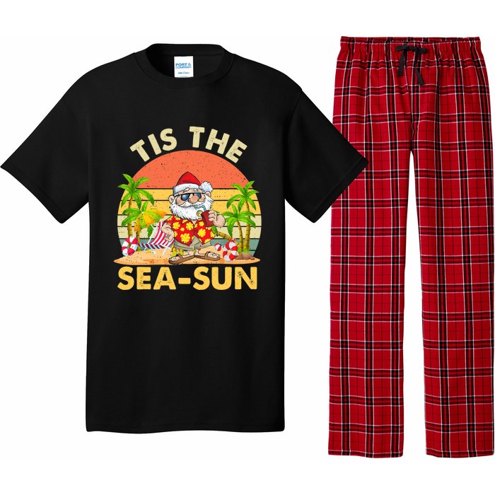 Tis The Sea Sun Santa Beach Summer Christmas In July Summer Pajama Set