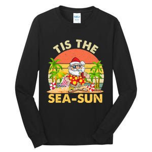 Tis The Sea Sun Santa Beach Summer Christmas In July Summer Tall Long Sleeve T-Shirt