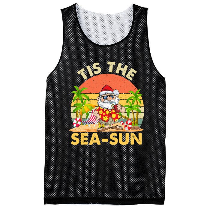 Tis The Sea Sun Santa Beach Summer Christmas In July Summer Mesh Reversible Basketball Jersey Tank