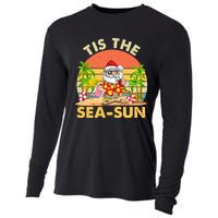 Tis The Sea Sun Santa Beach Summer Christmas In July Summer Cooling Performance Long Sleeve Crew