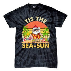 Tis The Sea Sun Santa Beach Summer Christmas In July Summer Tie-Dye T-Shirt