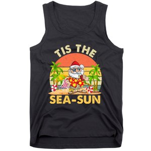 Tis The Sea Sun Santa Beach Summer Christmas In July Summer Tank Top