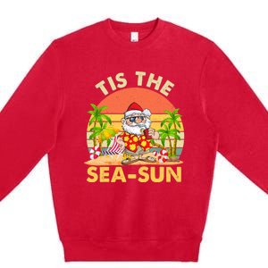 Tis The Sea Sun Santa Beach Summer Christmas In July Summer Premium Crewneck Sweatshirt