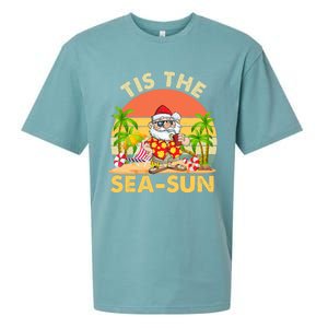 Tis The Sea Sun Santa Beach Summer Christmas In July Summer Sueded Cloud Jersey T-Shirt