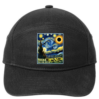 Texas Total Solar Eclipse 2024 Van Gogh Starry Night Style 7-Panel Snapback Hat