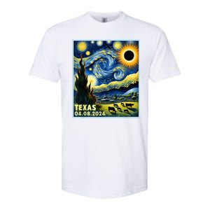 Texas Total Solar Eclipse 2024 Van Gogh Starry Night Style Softstyle CVC T-Shirt