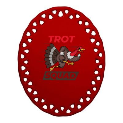 Turkey Trot Squad Funny Thanksgiving Running Costume Gift Ceramic Oval Ornament