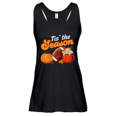 Tis The Season Pumpkin Spice Latte Halloween Fall Football Ladies Essential Flowy Tank