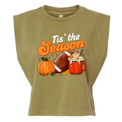 Tis The Season Pumpkin Spice Latte Halloween Fall Football Garment-Dyed Women's Muscle Tee