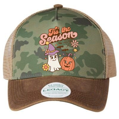 Tis The Season Fall Season Autumn Ghost Pumpkin Halloween Costume Legacy Tie Dye Trucker Hat