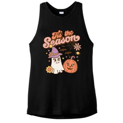 Tis The Season Fall Season Autumn Ghost Pumpkin Halloween Costume Ladies PosiCharge Tri-Blend Wicking Tank