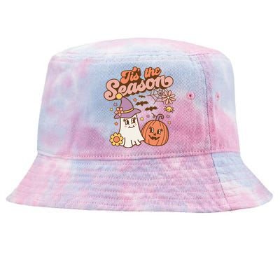 Tis The Season Fall Season Autumn Ghost Pumpkin Halloween Costume Tie-Dyed Bucket Hat