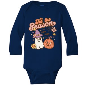 Tis The Season Fall Season Autumn Ghost Pumpkin Halloween Costume Baby Long Sleeve Bodysuit