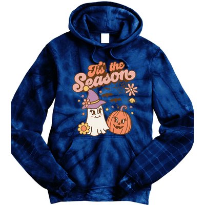 Tis The Season Fall Season Autumn Ghost Pumpkin Halloween Costume Tie Dye Hoodie