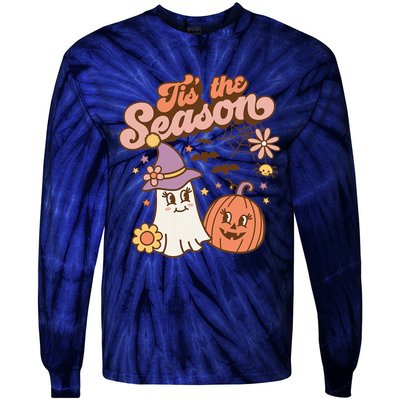 Tis The Season Fall Season Autumn Ghost Pumpkin Halloween Costume Tie-Dye Long Sleeve Shirt