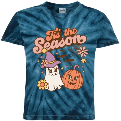 Tis The Season Fall Season Autumn Ghost Pumpkin Halloween Costume Kids Tie-Dye T-Shirt