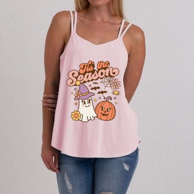 Tis The Season Fall Season Autumn Ghost Pumpkin Halloween Costume Women's Strappy Tank