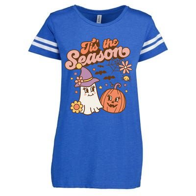 Tis The Season Fall Season Autumn Ghost Pumpkin Halloween Costume Enza Ladies Jersey Football T-Shirt