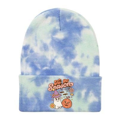 Tis The Season Fall Season Autumn Ghost Pumpkin Halloween Costume Tie Dye 12in Knit Beanie