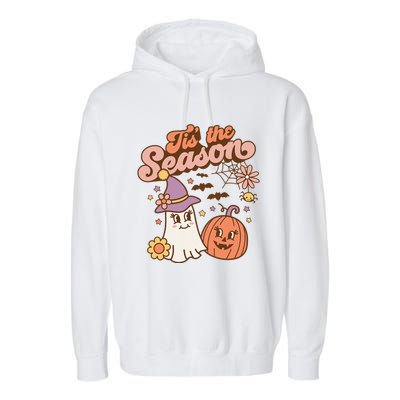 Tis The Season Fall Season Autumn Ghost Pumpkin Halloween Costume Garment-Dyed Fleece Hoodie