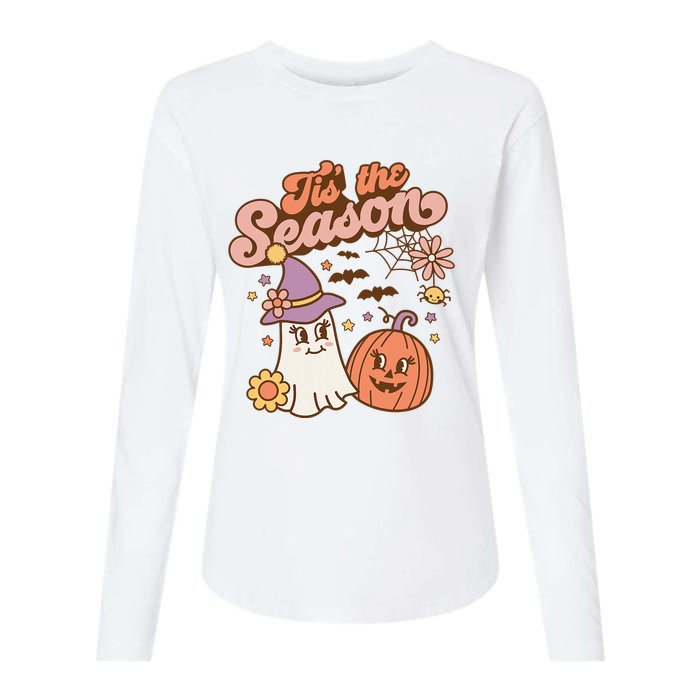 Tis The Season Fall Season Autumn Ghost Pumpkin Halloween Costume Womens Cotton Relaxed Long Sleeve T-Shirt