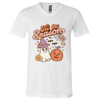 Tis The Season Fall Season Autumn Ghost Pumpkin Halloween Costume V-Neck T-Shirt