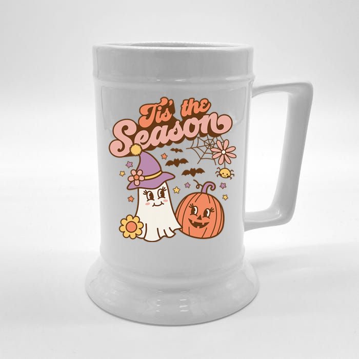 Tis The Season Fall Season Autumn Ghost Pumpkin Halloween Costume Beer Stein