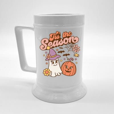 Tis The Season Fall Season Autumn Ghost Pumpkin Halloween Costume Beer Stein