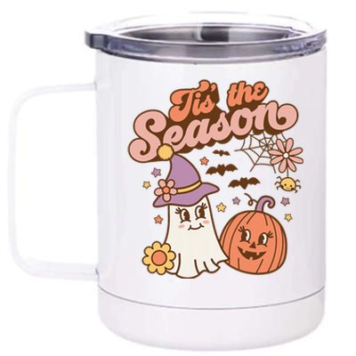 Tis The Season Fall Season Autumn Ghost Pumpkin Halloween Costume 12 oz Stainless Steel Tumbler Cup