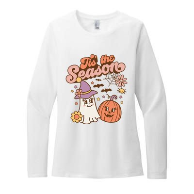 Tis The Season Fall Season Autumn Ghost Pumpkin Halloween Costume Womens CVC Long Sleeve Shirt