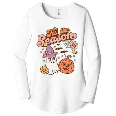 Tis The Season Fall Season Autumn Ghost Pumpkin Halloween Costume Women's Perfect Tri Tunic Long Sleeve Shirt