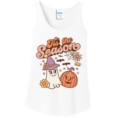 Tis The Season Fall Season Autumn Ghost Pumpkin Halloween Costume Ladies Essential Tank