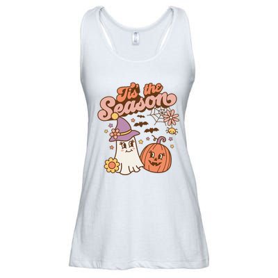 Tis The Season Fall Season Autumn Ghost Pumpkin Halloween Costume Ladies Essential Flowy Tank