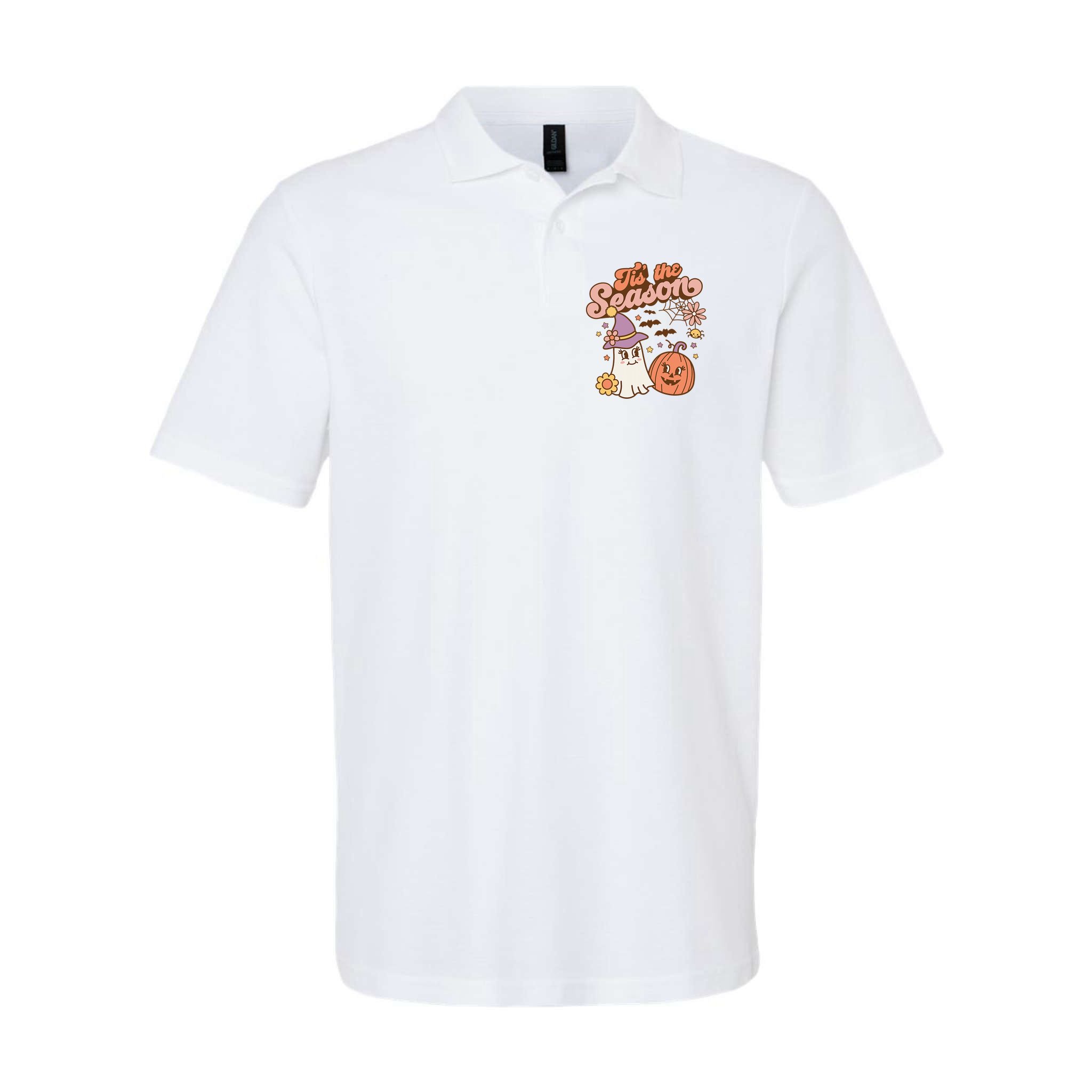 Tis The Season Fall Season Autumn Ghost Pumpkin Halloween Costume Polo