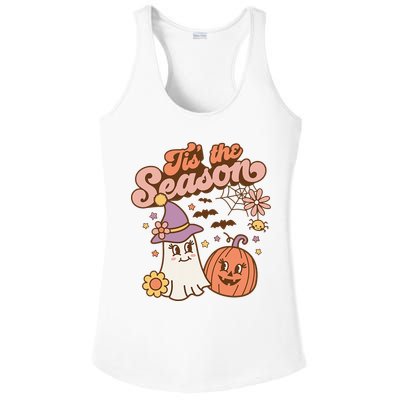 Tis The Season Fall Season Autumn Ghost Pumpkin Halloween Costume Ladies PosiCharge Competitor Racerback Tank