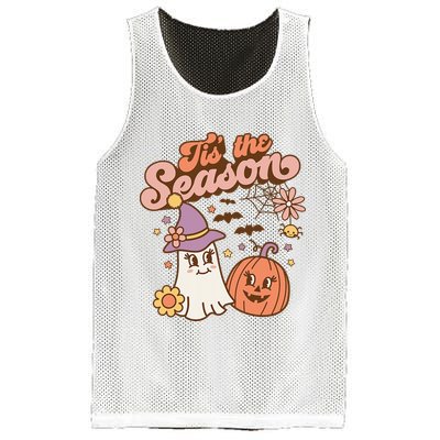 Tis The Season Fall Season Autumn Ghost Pumpkin Halloween Costume Mesh Reversible Basketball Jersey Tank