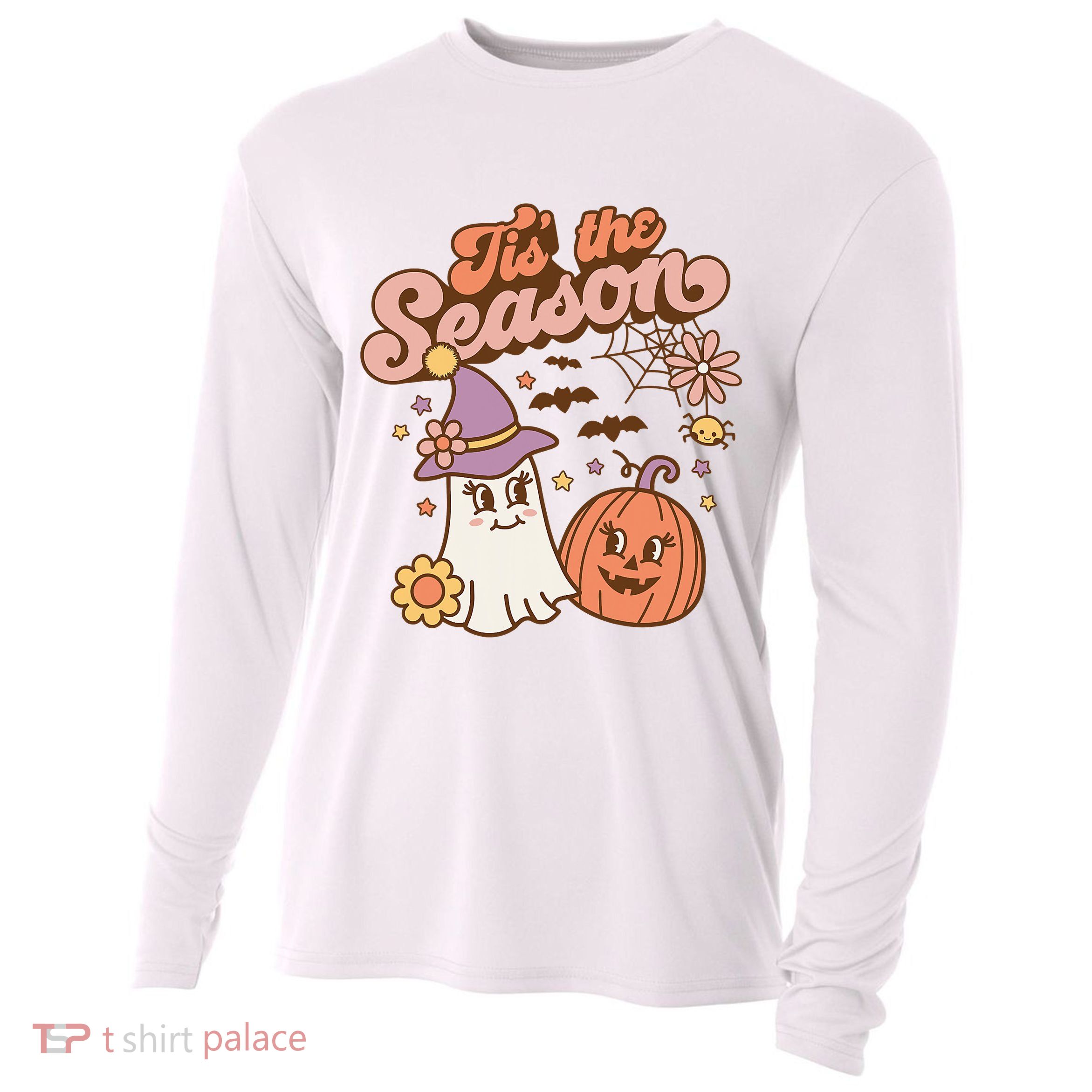 Tis The Season Fall Season Autumn Ghost Pumpkin Halloween Costume Cooling Performance Long Sleeve Crew