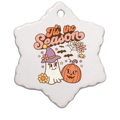 Tis The Season Fall Season Autumn Ghost Pumpkin Halloween Costume Ceramic Star Ornament