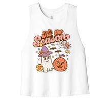 Tis The Season Fall Season Autumn Ghost Pumpkin Halloween Costume Women's Racerback Cropped Tank