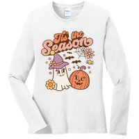 Tis The Season Fall Season Autumn Ghost Pumpkin Halloween Costume Ladies Long Sleeve Shirt