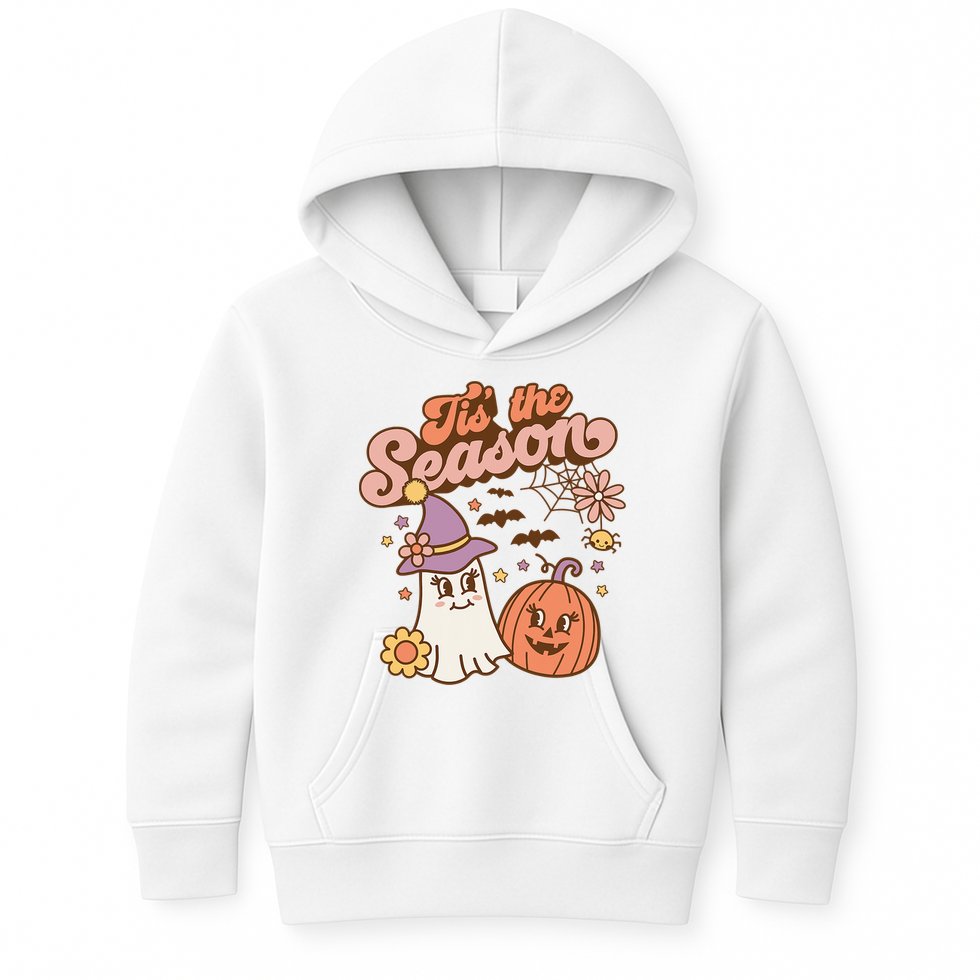 Tis The Season Fall Season Autumn Ghost Pumpkin Halloween Costume Kids Hoodie