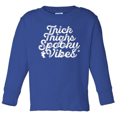 Thick Thighs Spooky Vibes Halloween Vintage Gift Toddler Long Sleeve Shirt