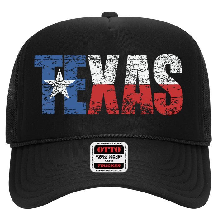 Texas Texas State Flag Distressed High Crown Mesh Back Trucker Hat